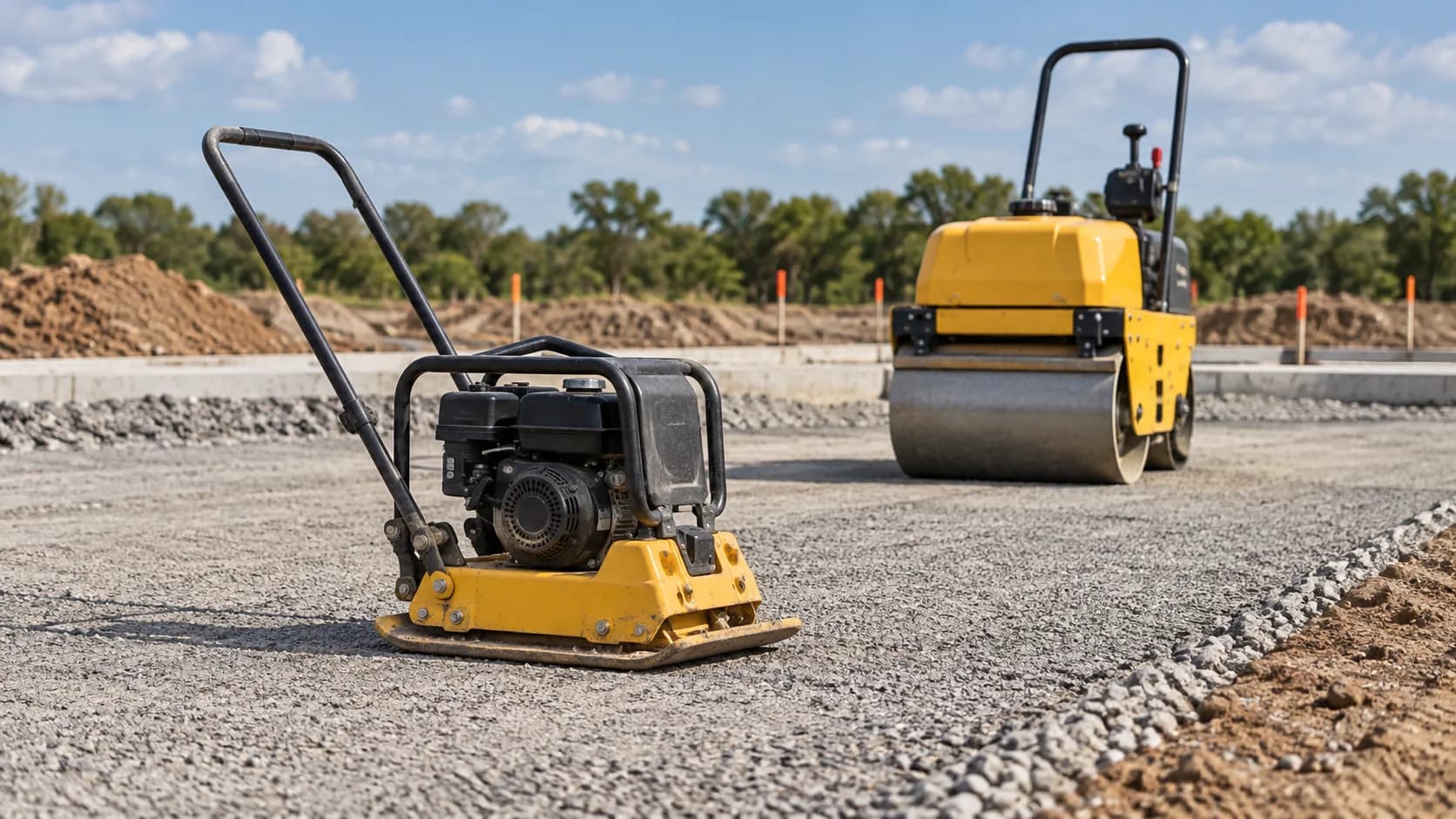 Unbranded compaction equipment on an aggregate base