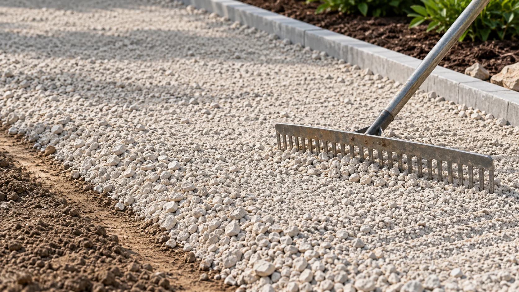 Limestone aggregate in a prepared pavement base