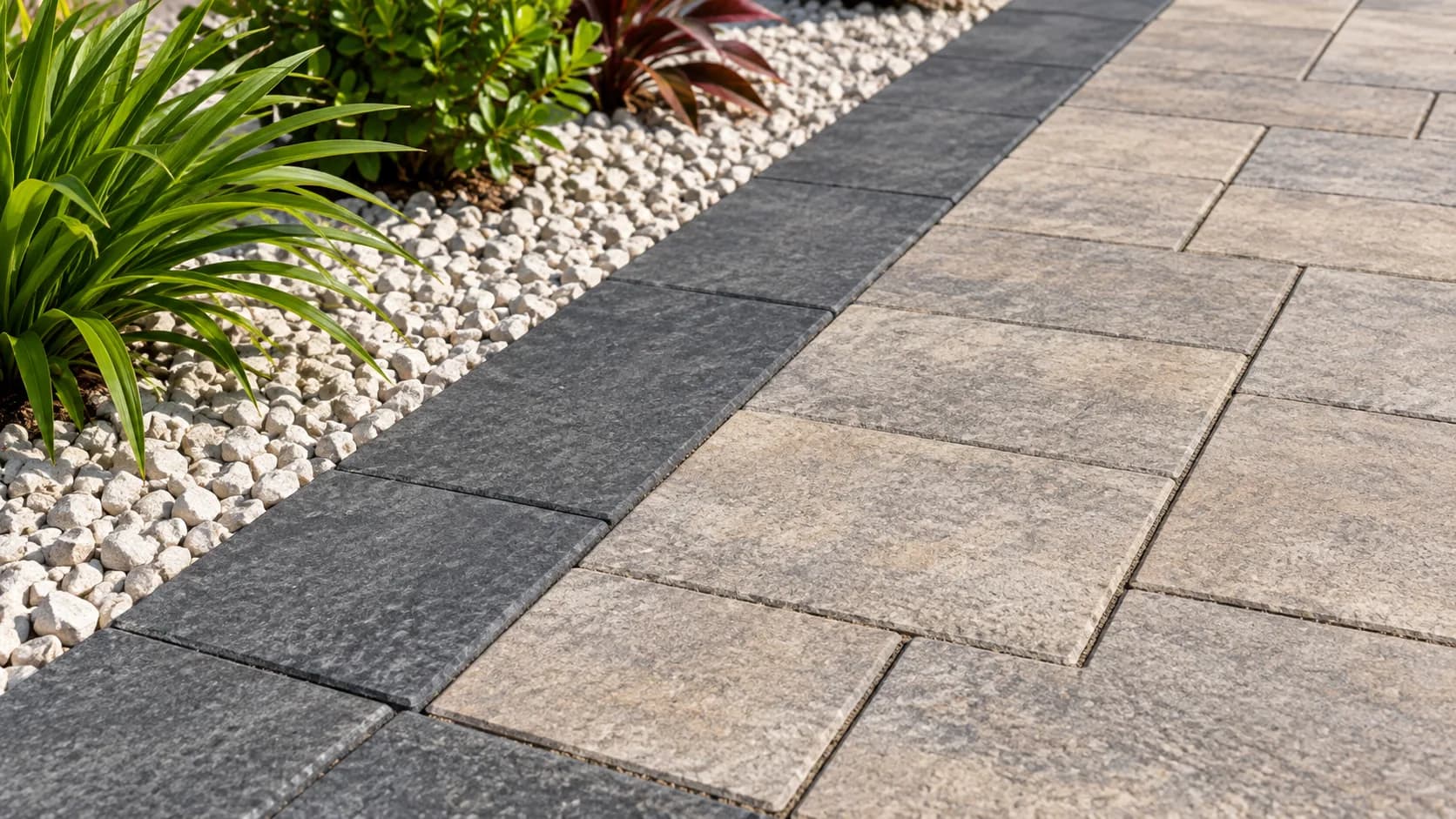 Contrasting paver border with filled joints